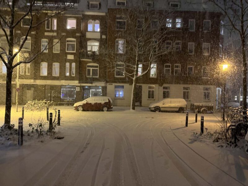 Snowfall in Kiel around Blücherplatz