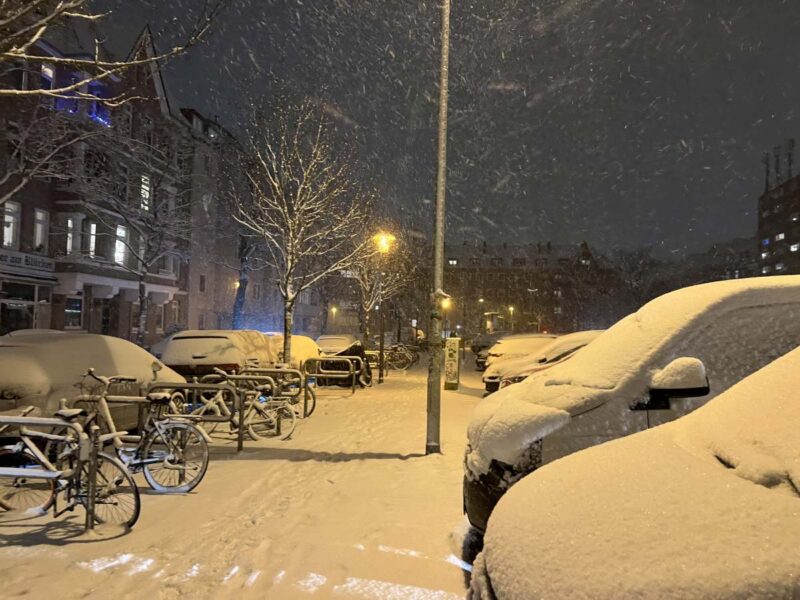 Snowfall in Kiel Friday evening January 5th, 2024