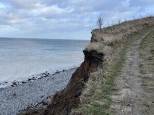 Escarpment edge of the Baltic Sea cliff near Stohl on January 22nd, 2024