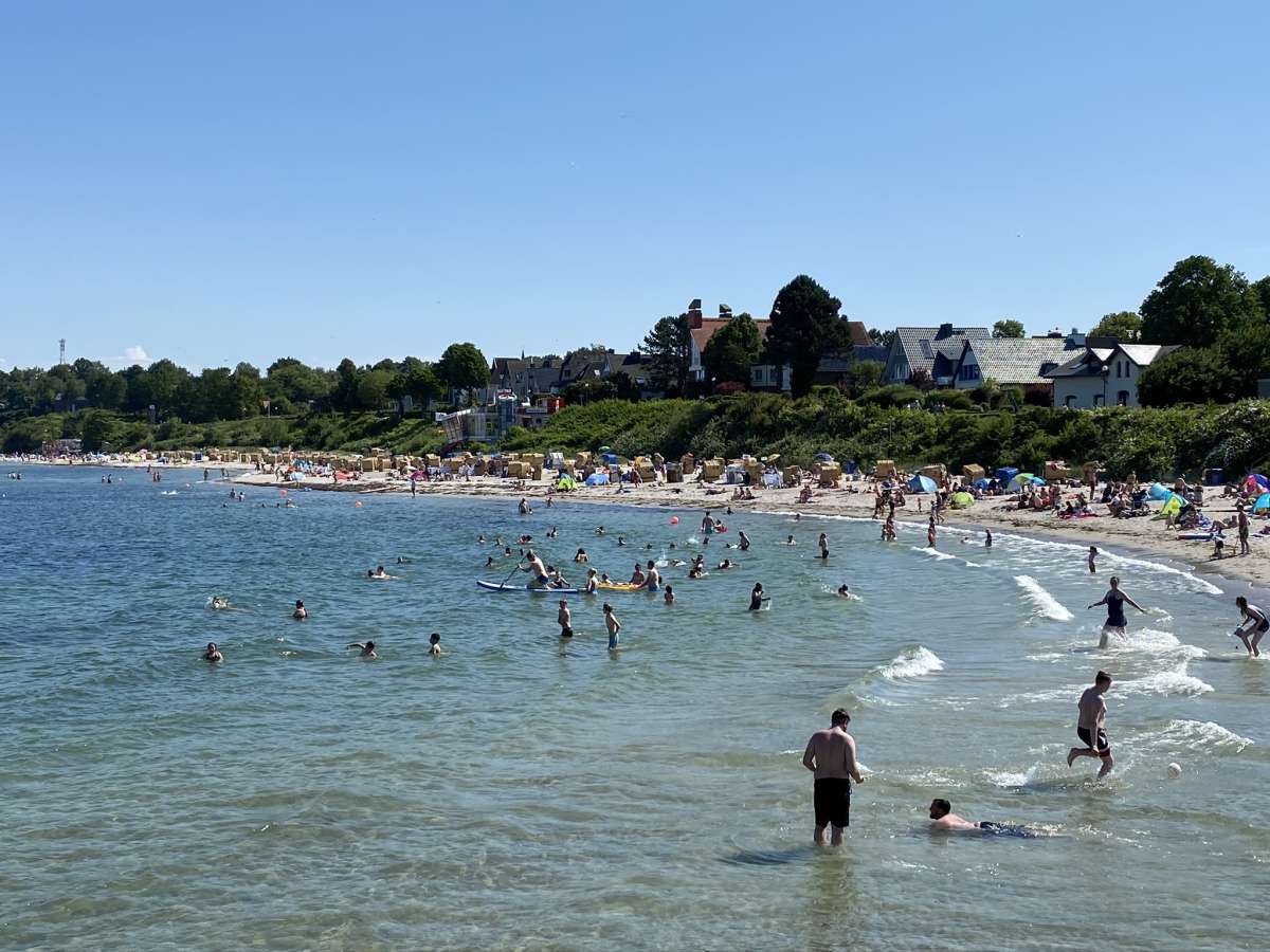 Bathing beach Kiel-Schilksee Summer in northern Germany