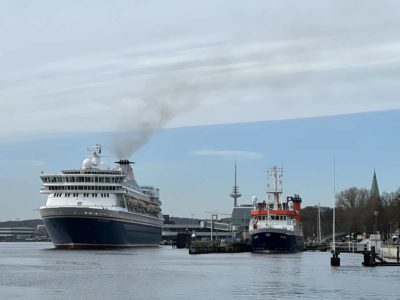 Balmoral cruise ship arrival Kiel Ostseekai April 14, 2023
