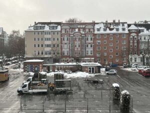 Blücherplatz Aufbau Weihnachtsbaumverkauf