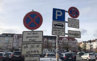 Blücherplatz Kiel No parking signs Weekly market on Wednesday October 30th, 2019