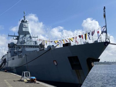 F220 frigate Hamburg at the Kiel naval base