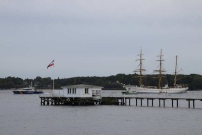 Sailing training ship Gorch Fock in the Kiel Fjord