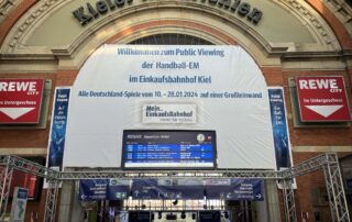 Kiel main station advertising banner public viewing handball EM 2024