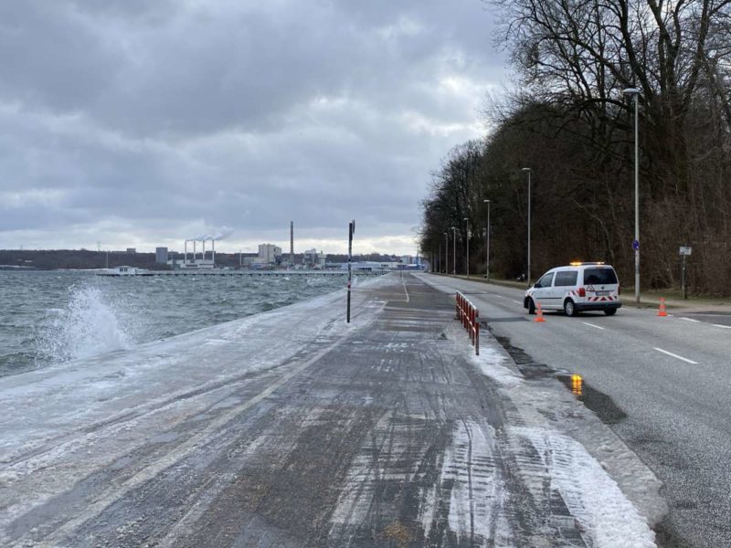 Barrier of Kiellinie flood storm Tristan February 2021