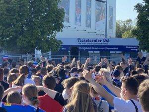 Holstein Kiel - Cologne relegation match Kiel fans at the stadium