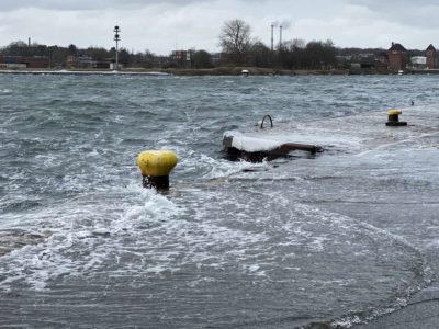 Holtenau Kieler Förde Hochwasser Sturm Tristan Februar 2021