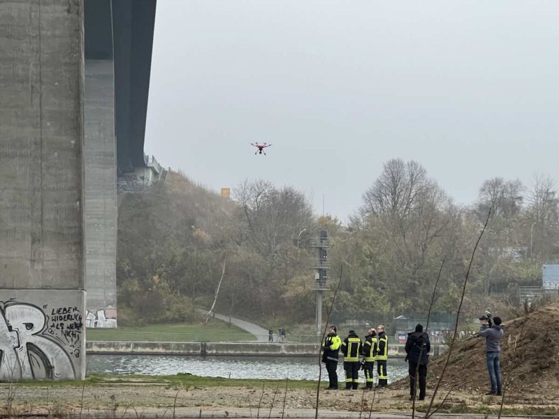 Drone for assessing the damage at the Holtenauer Hochbrücke