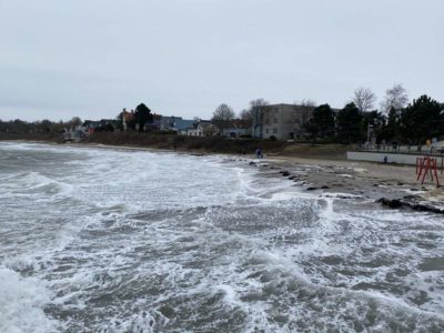 Schilksee Badestrand Hochwasser Februar 2021