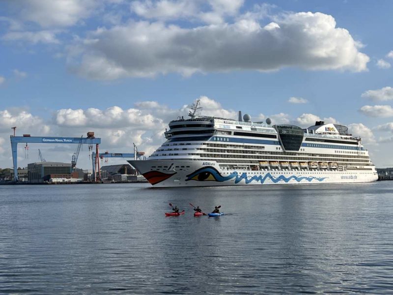 Kieler Förde AIDAluna cruise ship leaves Kiel
