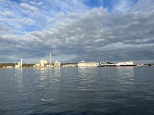 Kieler Ostuferhafen MSC Kreuzfahrtschiff & DFDS Frachtschiff