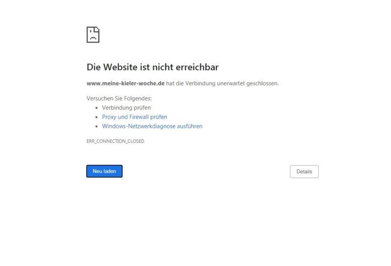 Website nicht erreichbar Meine Kieler Woche 2020 Registrierung