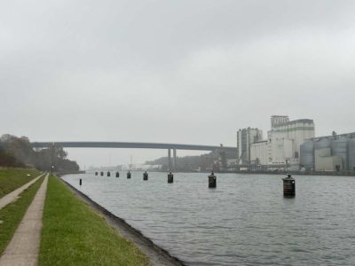Kiel Canal HaGe Kiel Silo and Holtenauer Hochbrücke