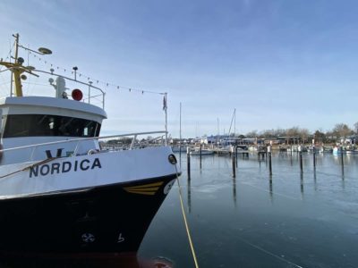 Nordica ship in the port of Strande