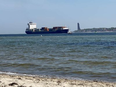 Container ship Sonderborg in the Kiel Fjord