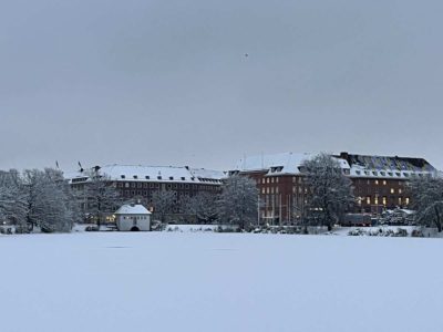 Kleiner Kiel and ABK cottage with snow in winter